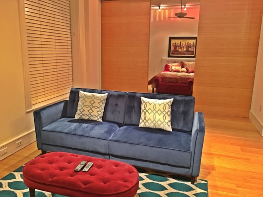 Use room dividers to create a private space or leave them open for a studio layout