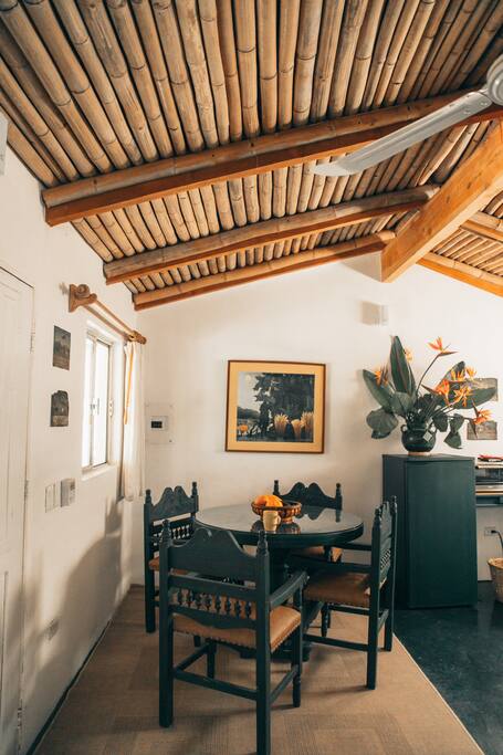 Dining space and kitchen area