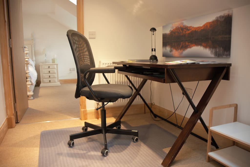 The Study area has a real desk, and super fast wifi is provided.