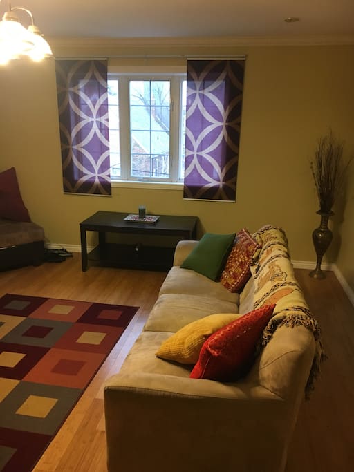 This is a shot of the living room. Large and spacious. Also offered are over 500 worldwide channels on large TV