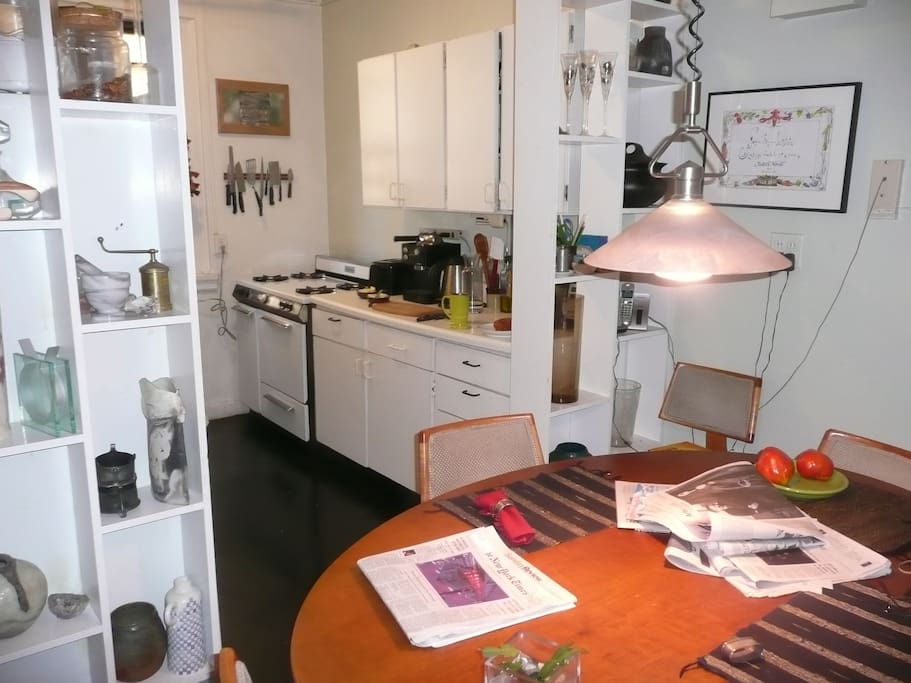 Eat-in kitchen, Danish modern dining table seats 6