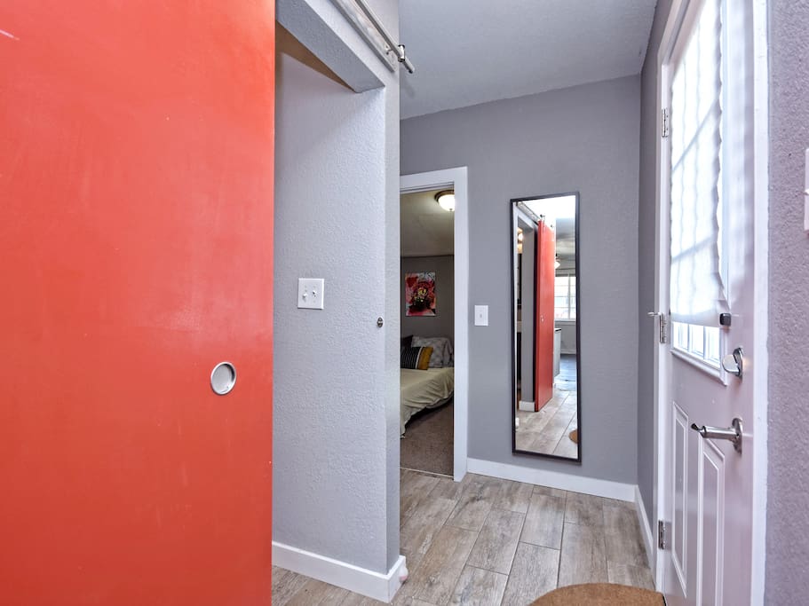Private entrance on right side of home