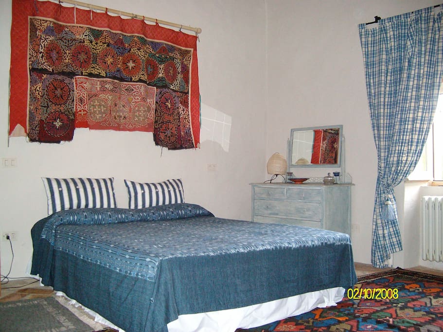 Blue bedroom (bedroom 2) with ensuite bathroom