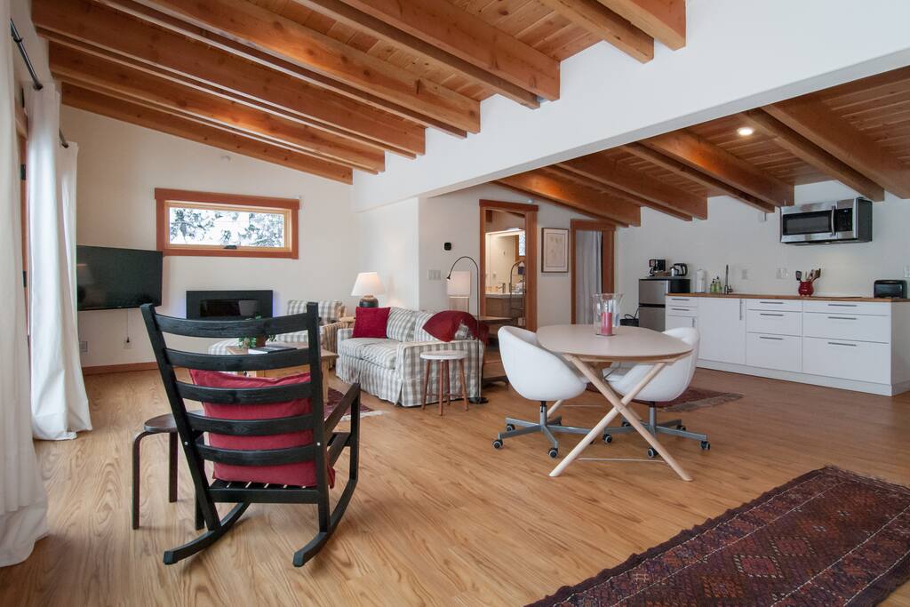 View of the studio as you enter from the stairway.