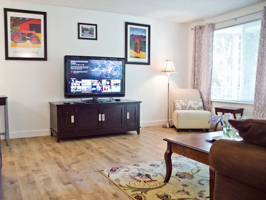 Living room: TV, Roku and Netflix
