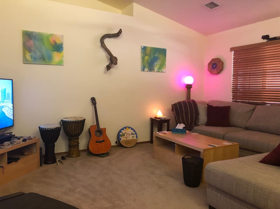 Instruments in the living room are there for you to play and enjoy.