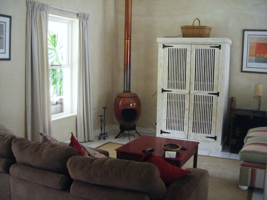 The lounge has DSTV and a fire place for winter