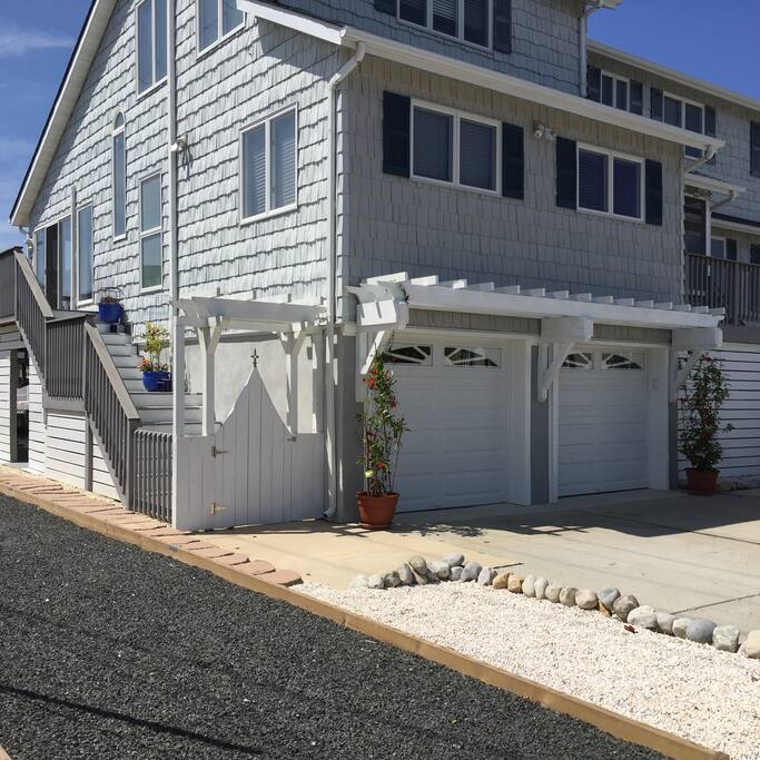 Bocce court on the left.