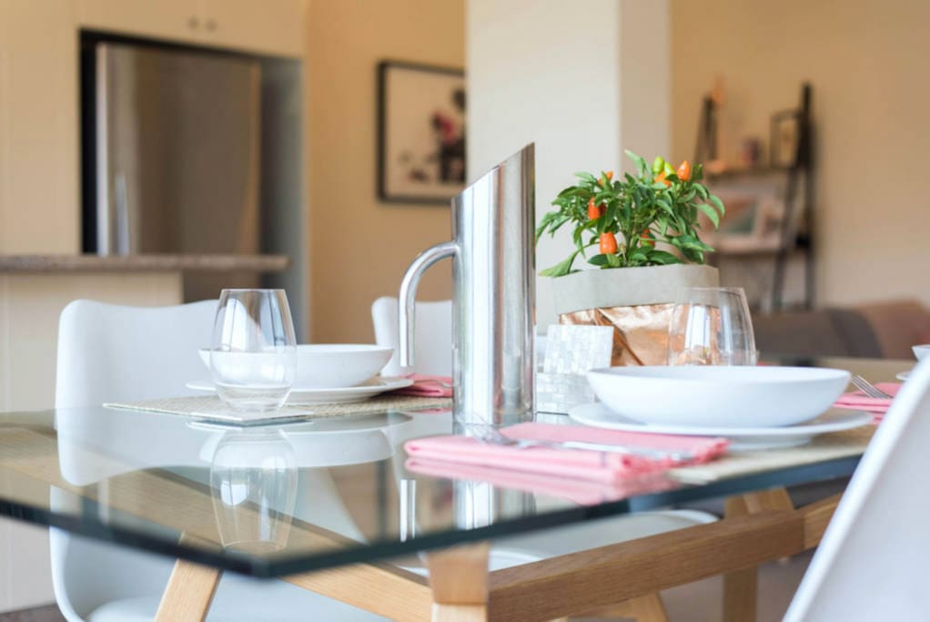 Enjoy a meal on our large dining table.