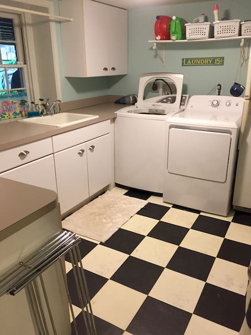 Laundry room/Kitchenette - Full size W/D, sink, refrigerator, toaster oven.