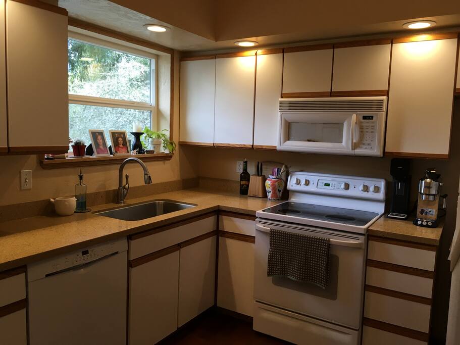 Open, bright kitchen for easy dinners or a light snack.