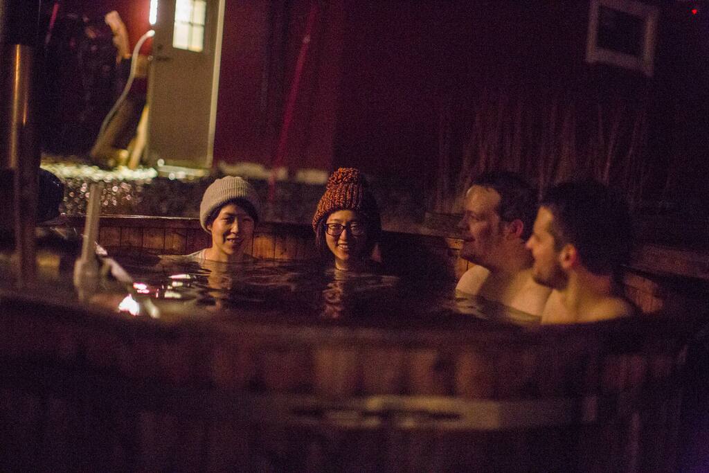 The norwegian, log burning hot tub.