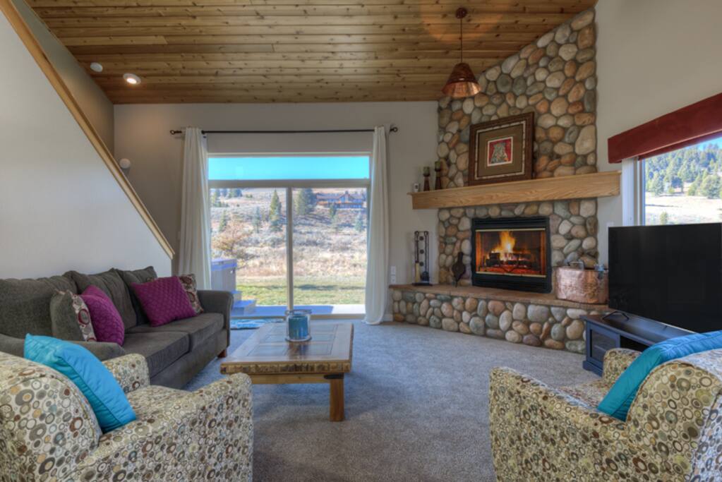 Main living area- wood burning fireplace