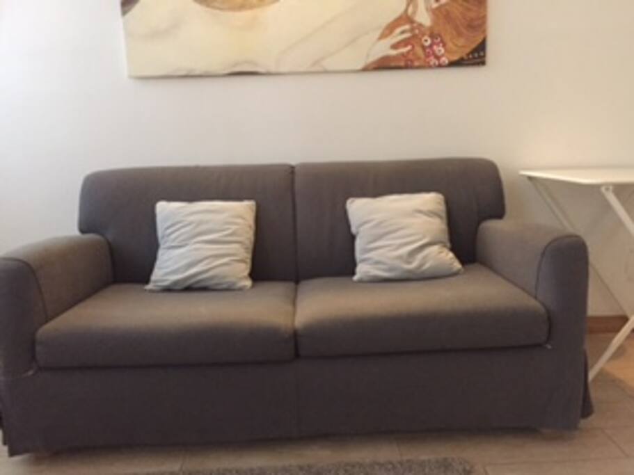 Il divano letto è un "Matrimoniale alla francese" 120x190 cm.