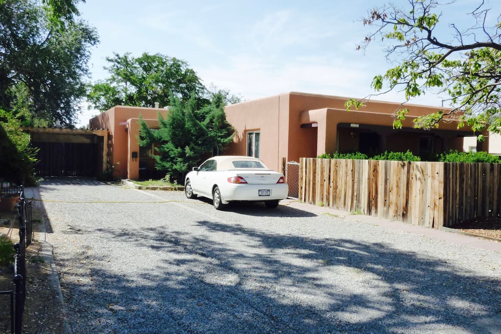 Front of House. Casita is behind fence up driveway