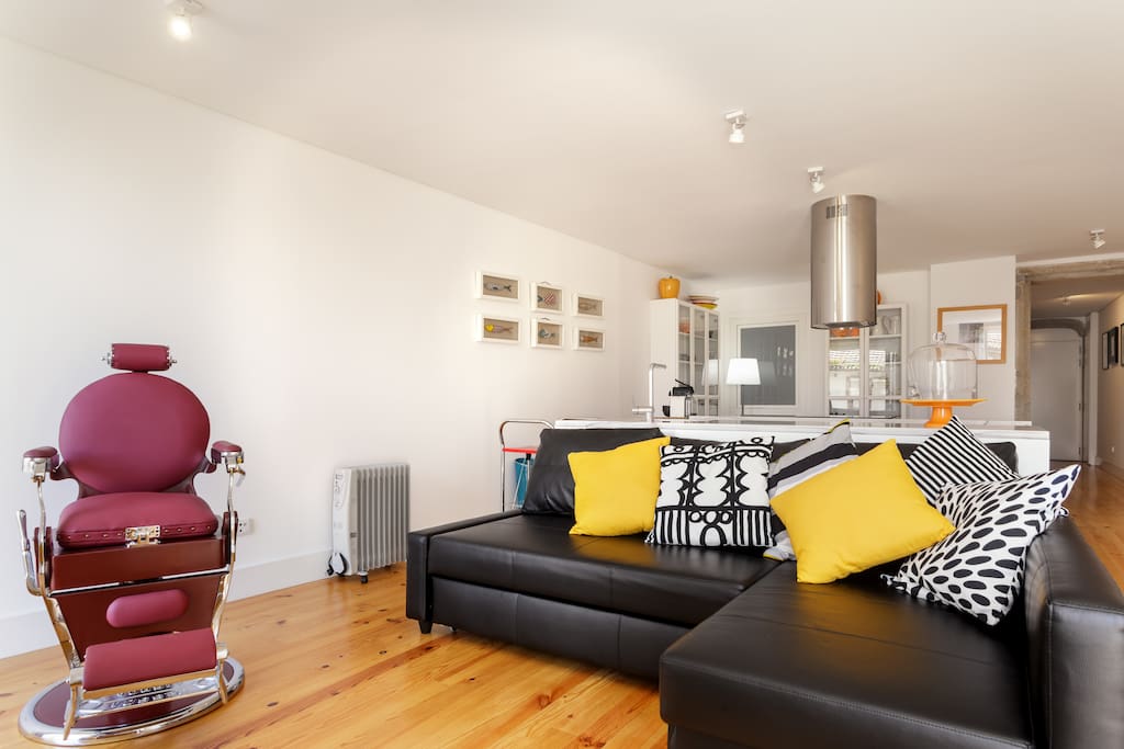 The living room -there is a sofa bed for two .