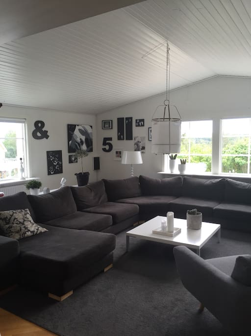 The living room with a large couch