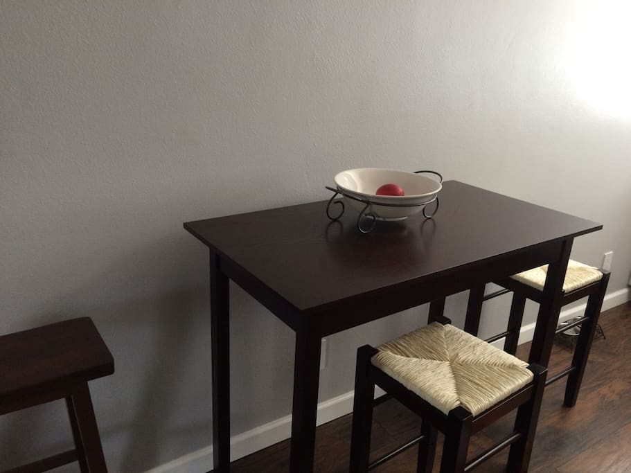 Small dinning room table to eat meals at.