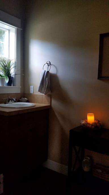 Restroom right across from the bedroom.