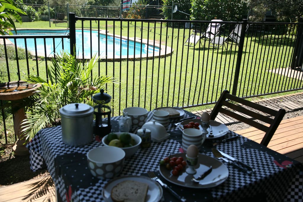 Breakfast overlooking the pool