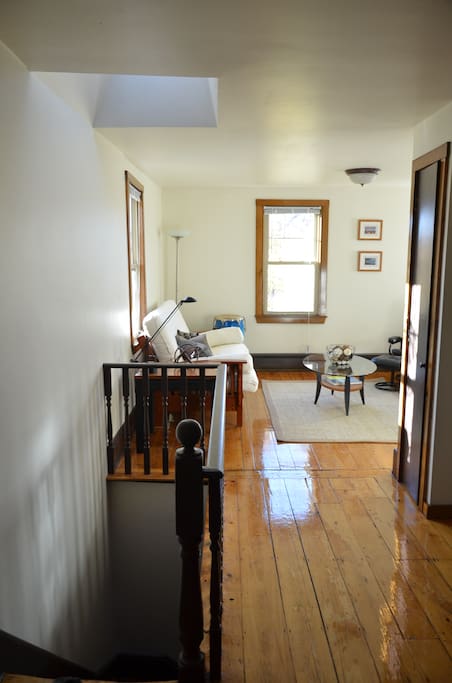 Natural light fills the apartment.