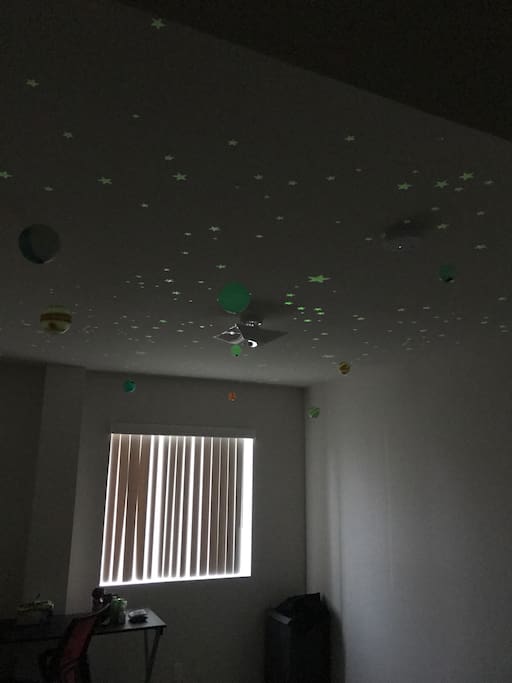 Glow in the dark ceiling. Our solar system and the constellations.