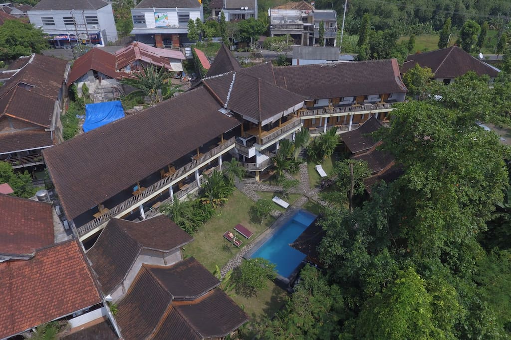 view of the villa from the air