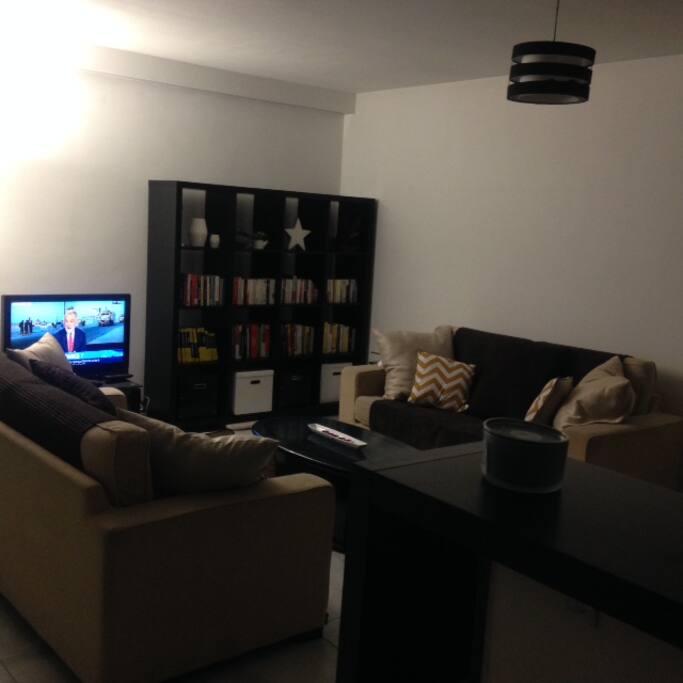 Séjour cosy oú vous pourrez vous détendre devant un bon film.
