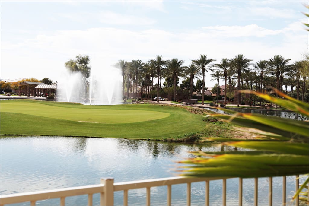 Wake up every morning to fountains and the 3rd Green
