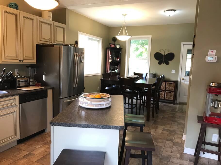 Very large kitchen that has everything you need.