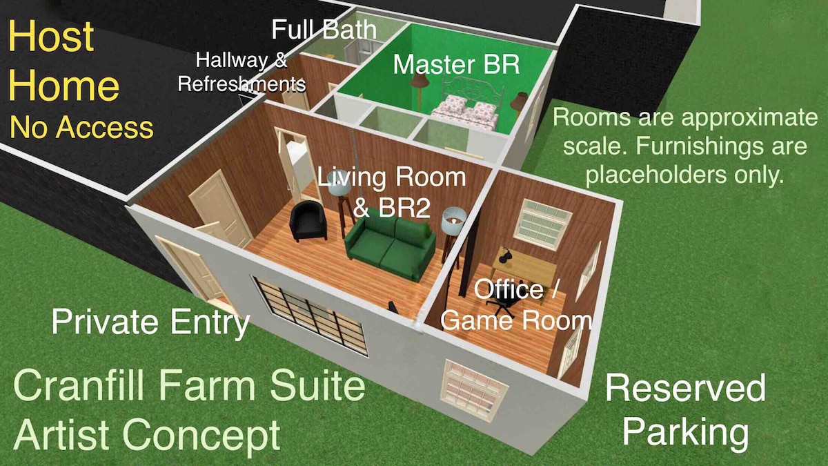 Floor plan overview of the full Cranfill Farm Suite