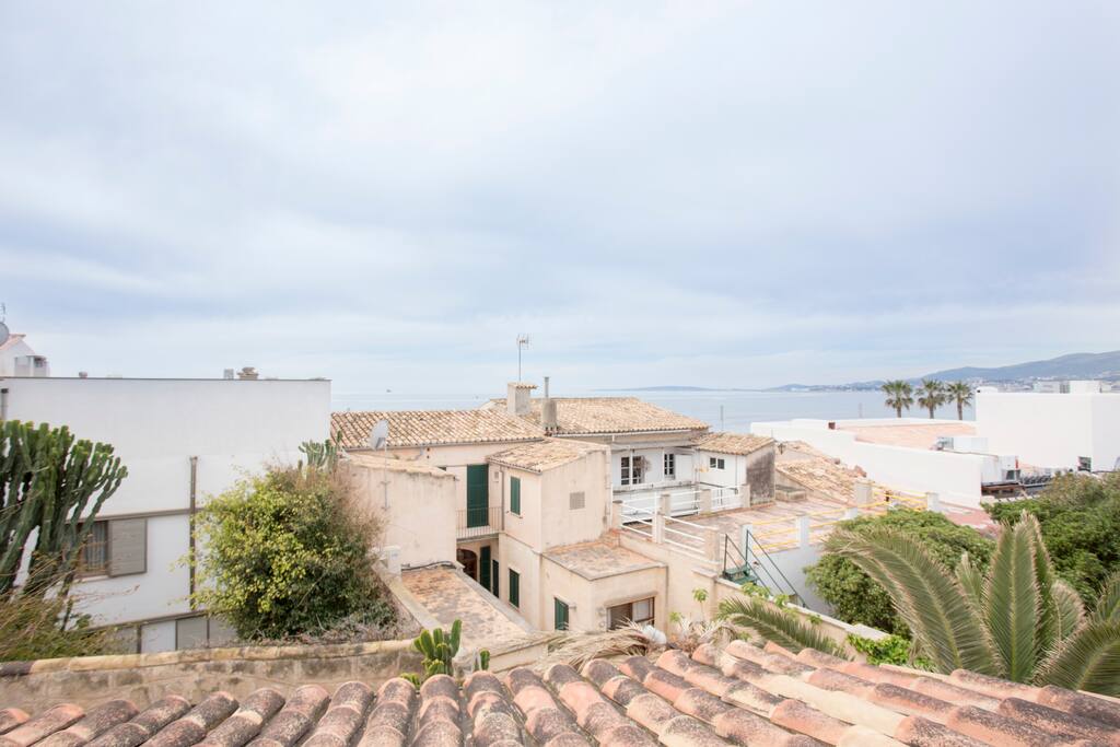 Views over the coast and surrounding neighbourhood from the roof terrace.