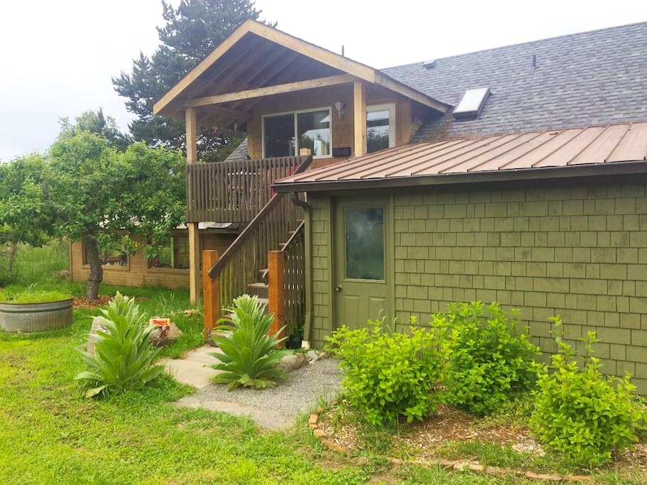 The Roost Apartment from below... that lower door is our laundry room. Your entry is UP on the porch :)