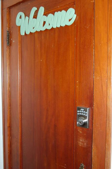 Entry to the upper unit— Coded Keypad entry makes it easier with no keys for guests.