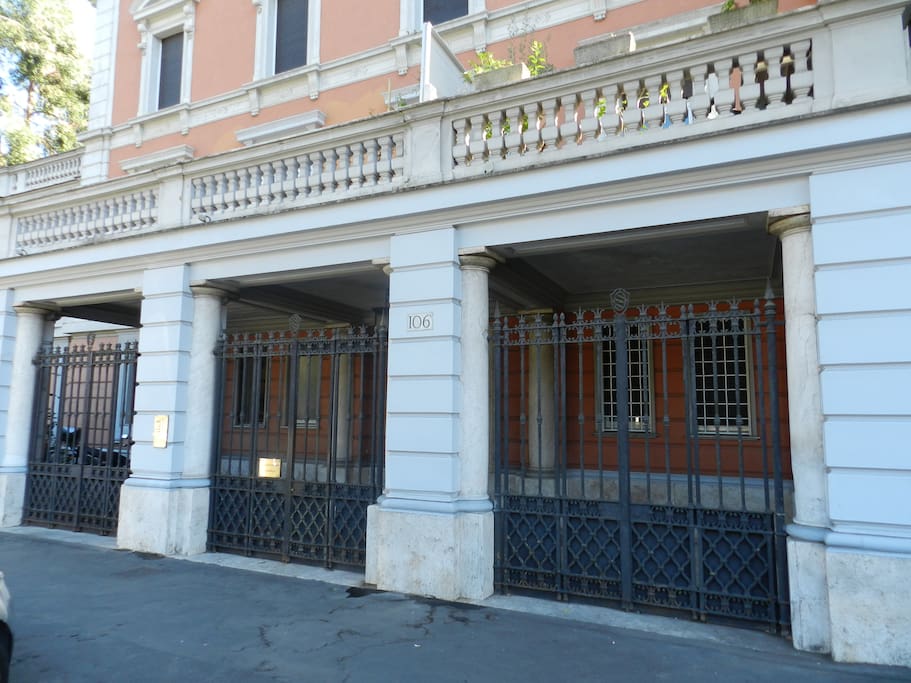 Wrought iron entrance.