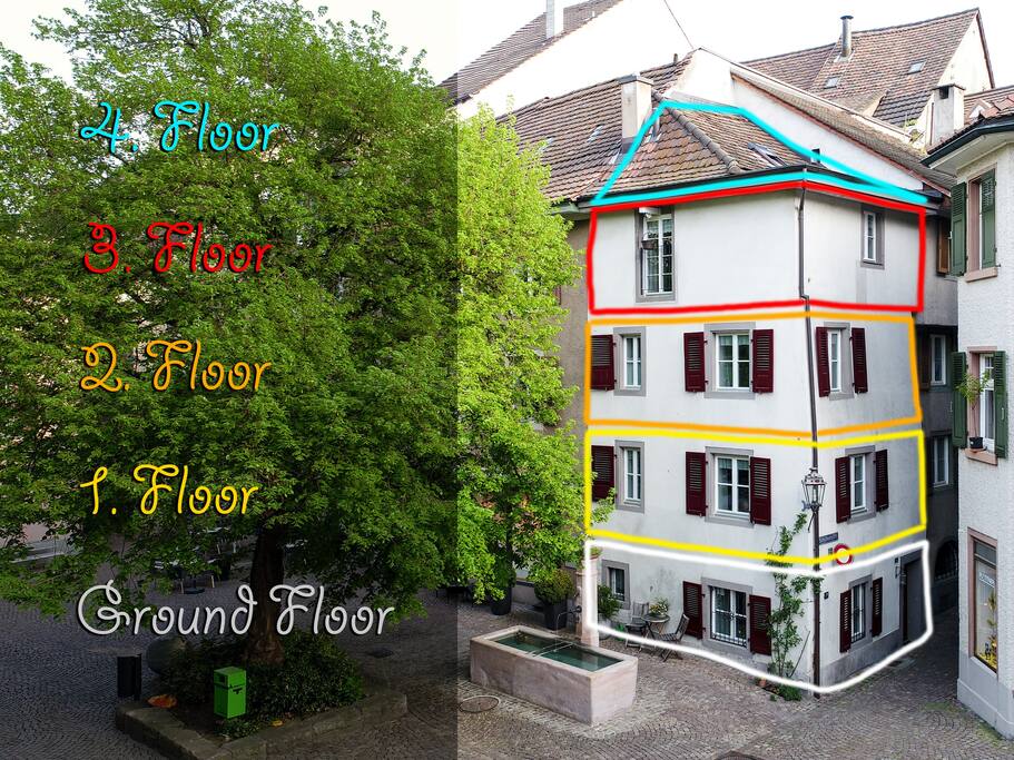 4 Etagenfarben führen durch die Bilderwelt