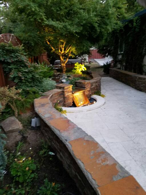 Water fall and hot tub