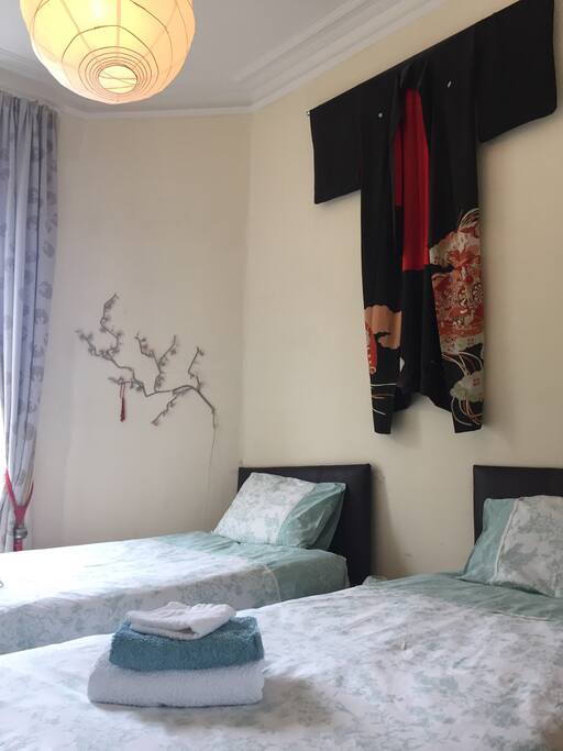 The apartment has a lovely twin bedroom. Beds can be pushed together to form a double.