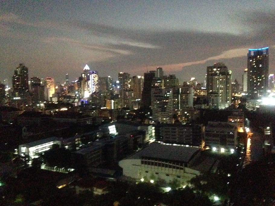 view in the night from balcony