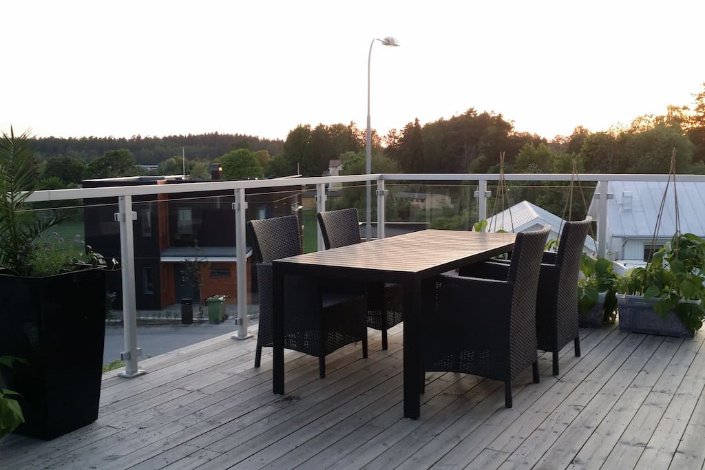 30 square meters balcony with great view over rural area.