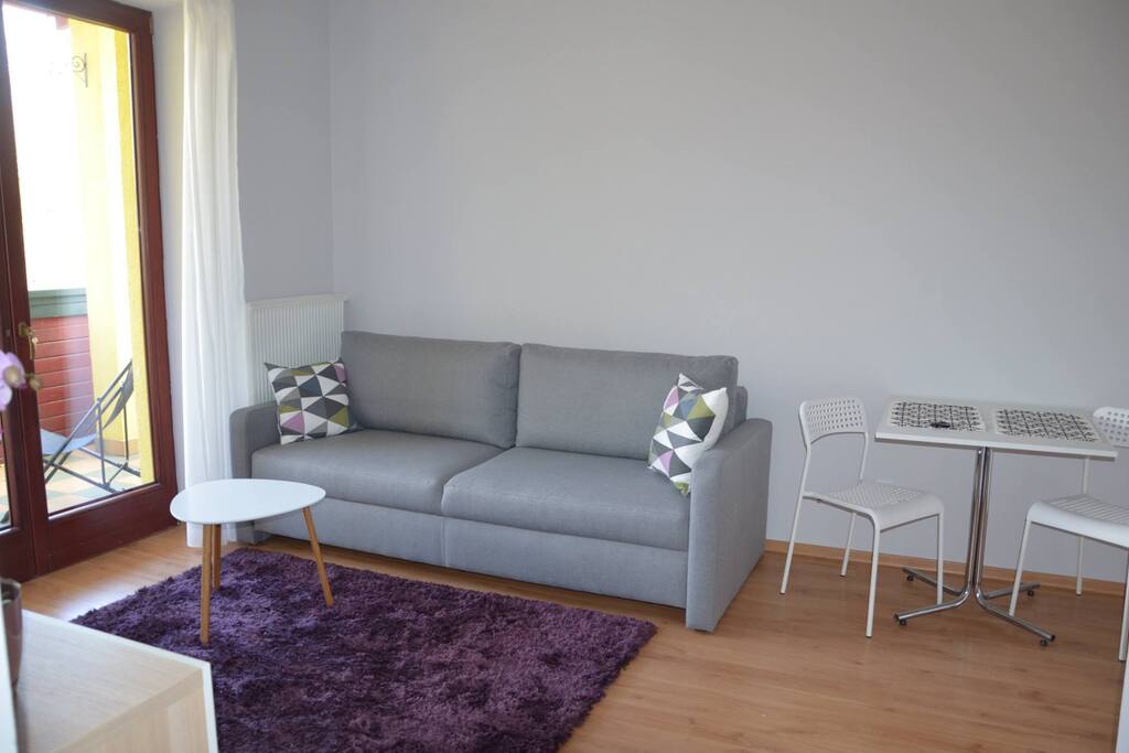 Salon z rozkładaną sofą