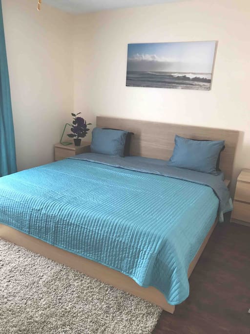 King size bed. Very comfortable mattress. Bedroom with walking closet.