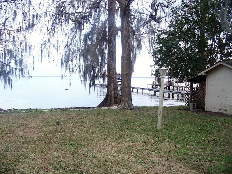 View of Lake Waccamaw from screened in porch.