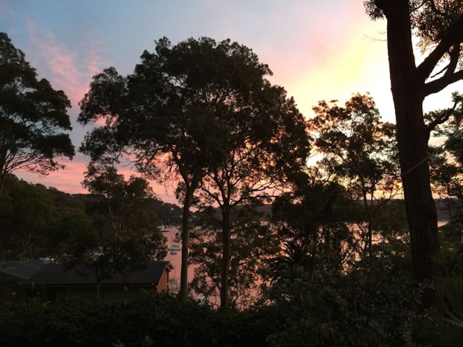 Sunset from deck overlooking Pittwater