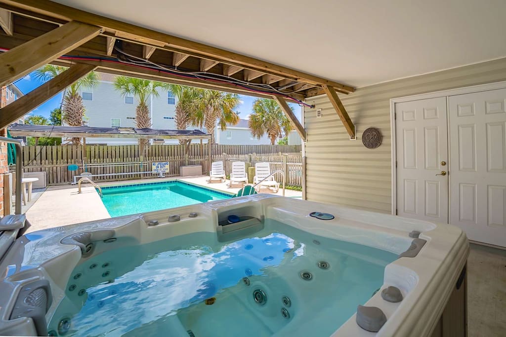 The high tech hot tub has multiple massage jets to help you relax.