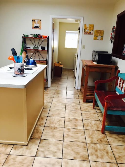 Kitchen leading to laundry room