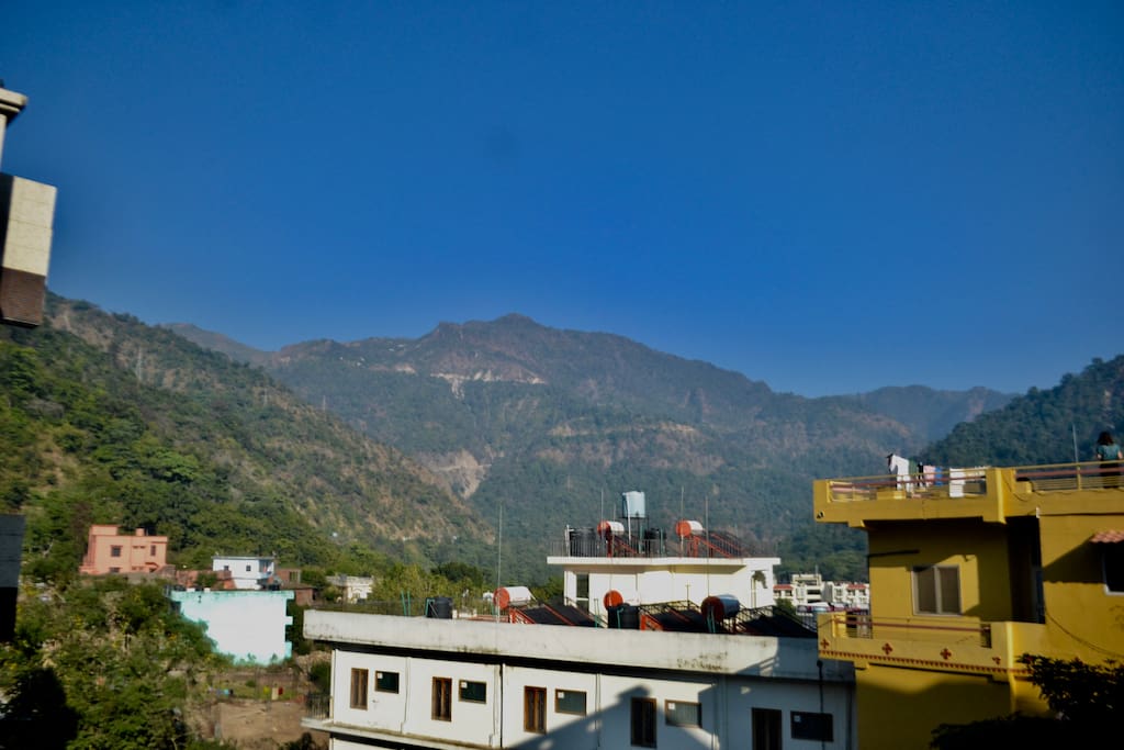 View of the Himalayas from the balcony.
