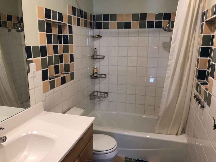 Shared upstairs bath and shower.