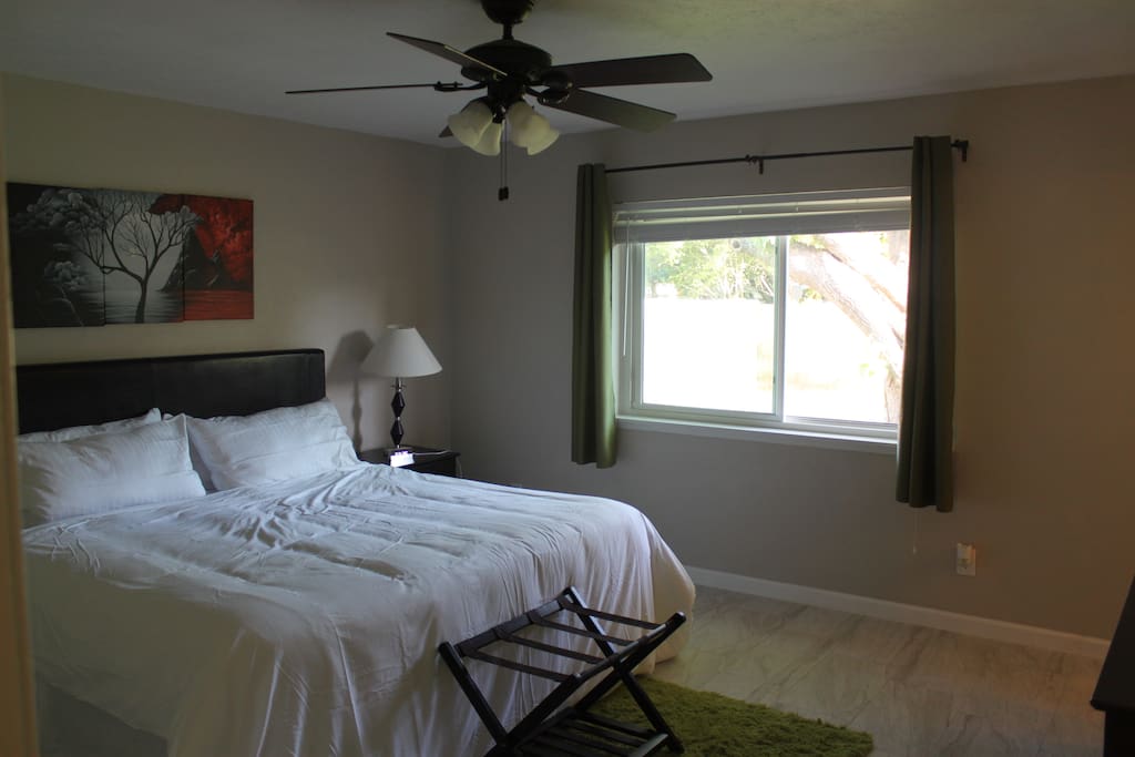 Master bedroom with King bed and attached bath