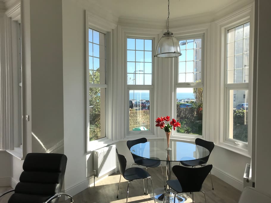 Dining turret with sea views